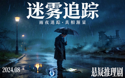 悬疑推理剧《迷雾追踪》海报 - 侦探在雨夜调查案件的神秘场景